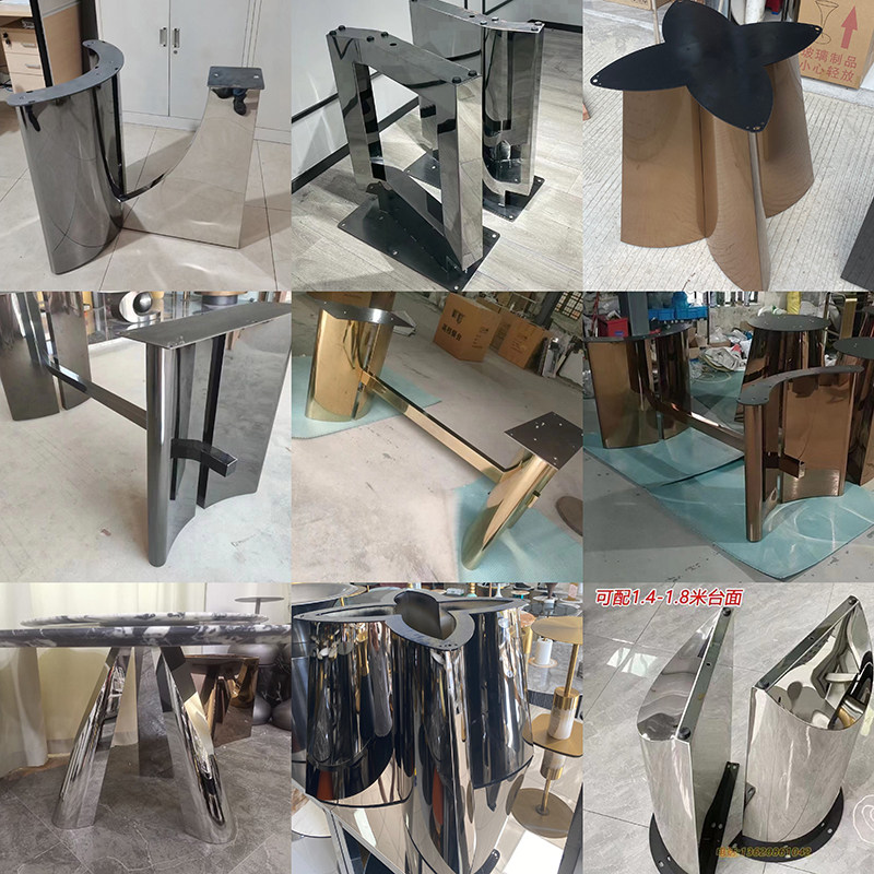 长桌脚不锈钢餐桌腿支架轻奢岩板长方桌底座岛台桌腿餐台腿脚架子