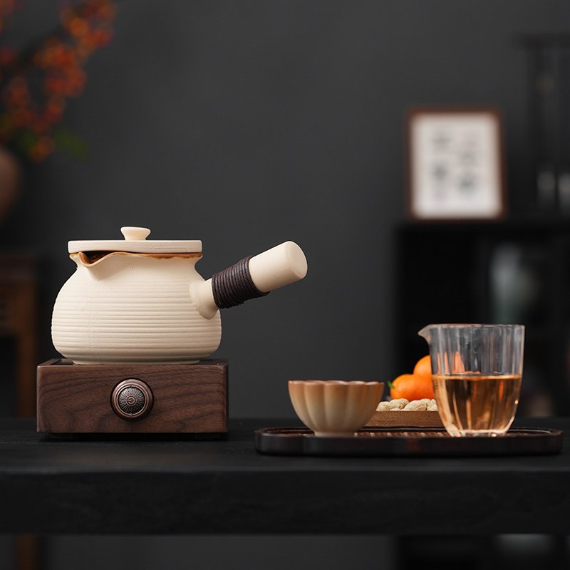 围炉煮茶壶苏打釉1000ml陶壶烤奶罐罐壶器具全套侧把壶陶罐茶壶