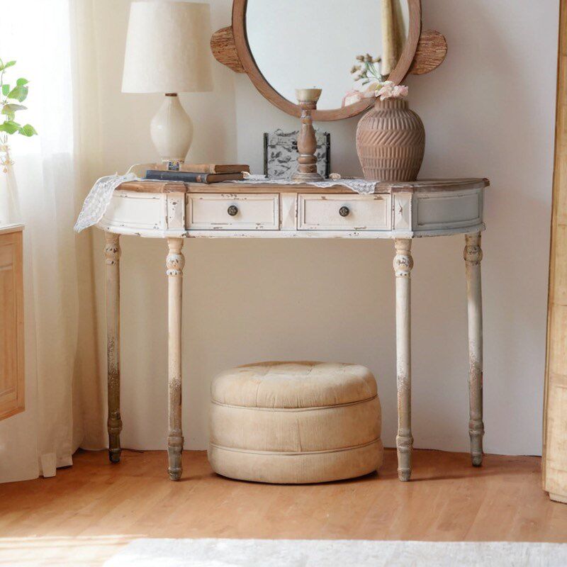 法式壁炉装饰柜复古雕花实木做旧玄关台客厅边柜靠墙玄关壁炉架