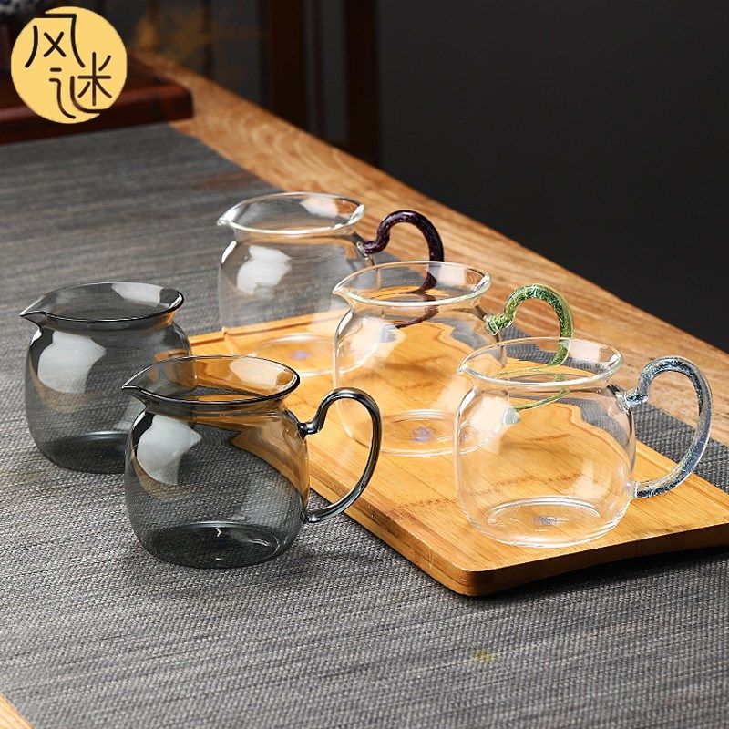 风谜自在茶海彩金把手透明公道杯分茶器公杯大号茶盅家用茶道办公,餐饮具,公道杯,淘宝优惠券,粉丝福利购,淘宝优惠卷