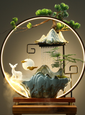 流水招财生财摆件创意喷泉家居客厅办公室桌面乔迁新居开业送礼品