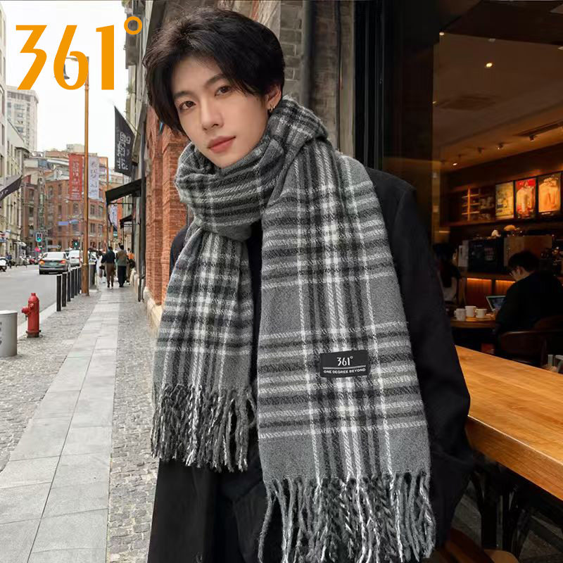 361°冬季围巾时尚流苏英伦风保暖两用礼盒装绒线围巾男女情侣款