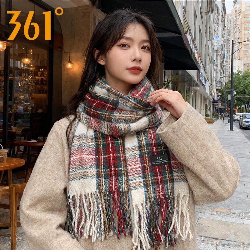 361°冬季女款围巾经典格子款网格围送女生围巾新年礼物