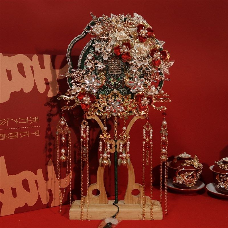 中式团扇扇diy古风成品新娘结婚出嫁喜高级婚礼材料包扇子秀禾服,家居饰品,工艺扇/团扇/喜扇/折扇,淘宝优惠券,粉丝福利购,淘宝优惠卷