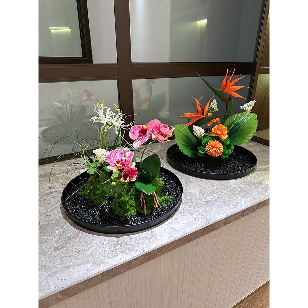 wo+彷真蝴蝶兰鹤望兰新中式花艺客厅餐桌茶几摆件样板房展厅摆放