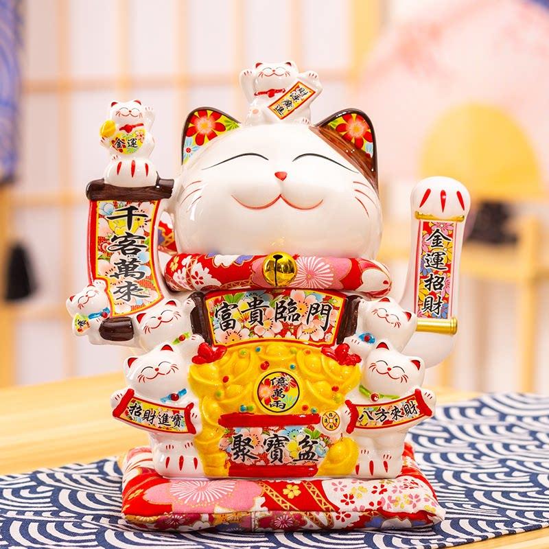 陶瓷招财宝猫饰品开业生意红火大型自动摇手前台家庭客厅招财宝猫