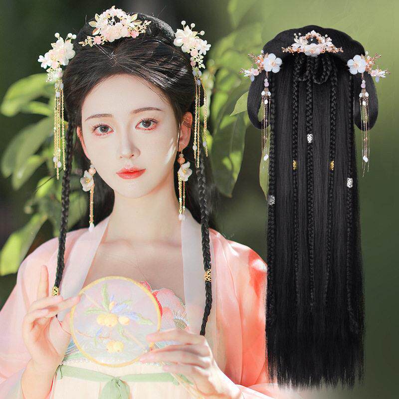 古装汉服假发一体式头饰女发型盘发发髻造型垫发包发箍全头套古风