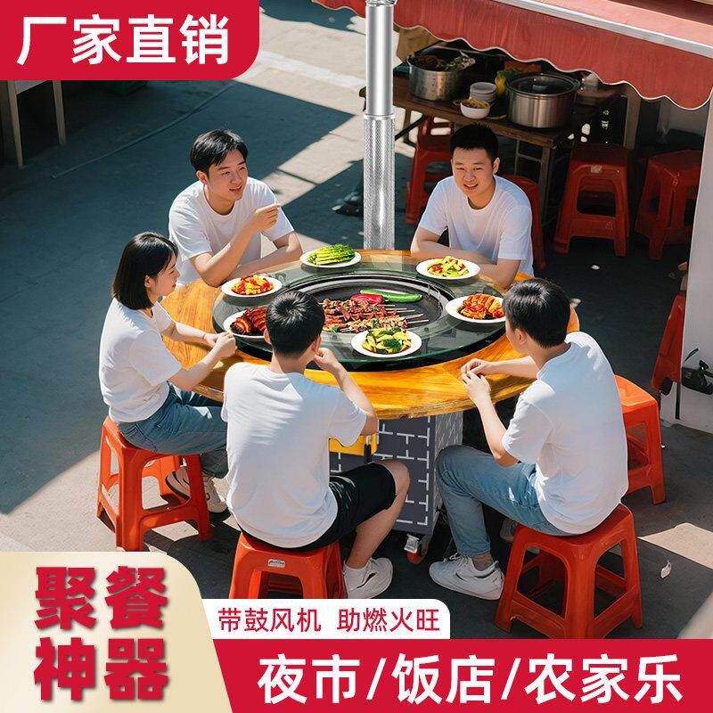 移动铁锅炖灶台桌柴火灶农村家用烧木柴大锅台地锅灶柴火鸡灶台桌