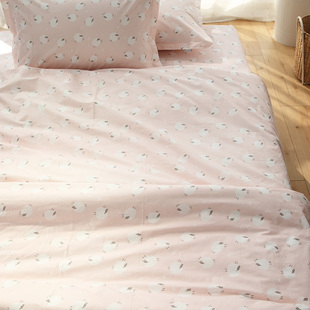 绵羊羊 卡通简约日系纯棉全棉床单被套枕套可定做三四件套宿舍