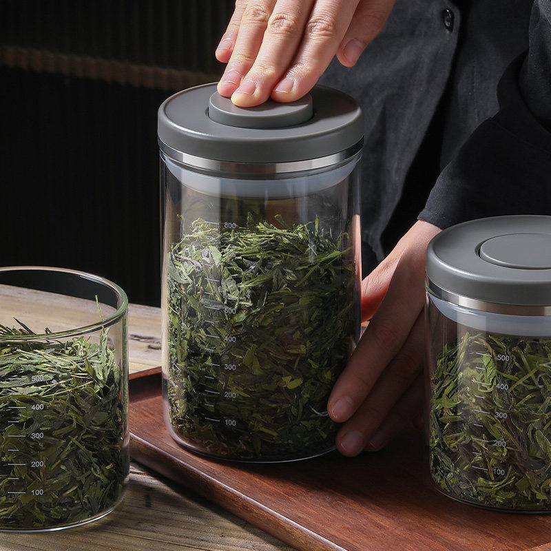 玻璃茶叶罐抽真空密封罐按压防潮罐子花胶陈皮储存罐咖啡豆储物罐,厨房/烹饪用具,密封罐,淘宝优惠券,粉丝福利购,淘宝优惠卷
