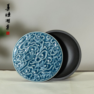 善琏湖笔罗纹歙砚原石砚台初学者毛笔磨墨墨汁歙砚保湿防蒸发墨盒