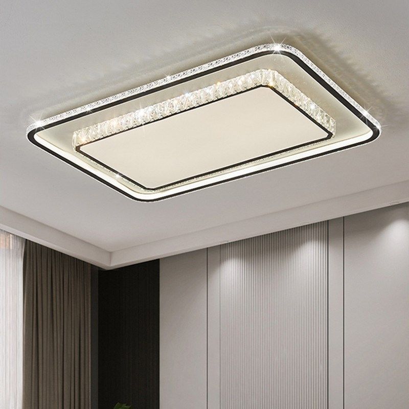 包安装LED客厅吸顶灯水晶长方形大气轻奢简约卧室灯餐厅全套灯具