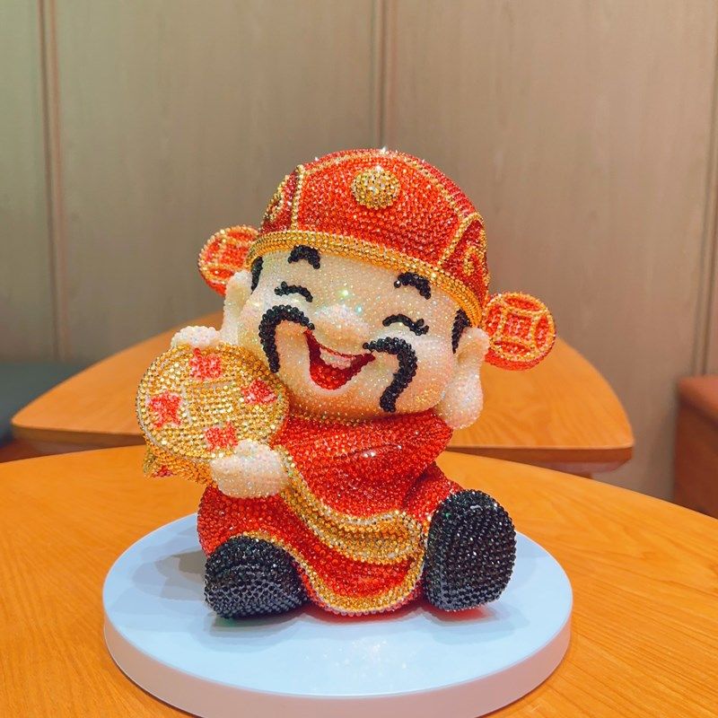 财神爷diy贴钻存钱罐桌面办公室工位装饰招财满钻摆件2024新年礼