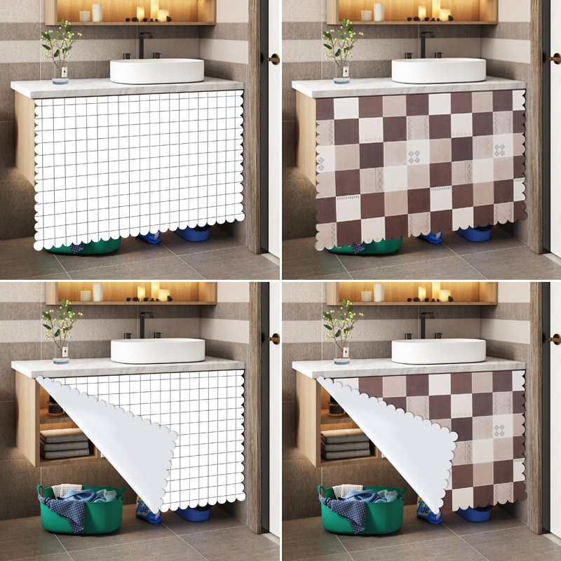 厕所洗手台防水布免打孔卫生间浴柜门帘防尘防潮分水器遮挡帘盖布,居家布艺,门帘,淘宝优惠券,粉丝福利购,淘宝优惠卷