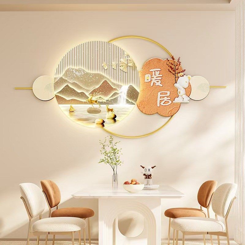 新款网红饭厅装饰画 画餐桌饭厅墙壁画 画石来运转砂岩电视机背景,家居饰品,氛围画/灯画,淘宝优惠券,粉丝福利购,淘宝优惠卷