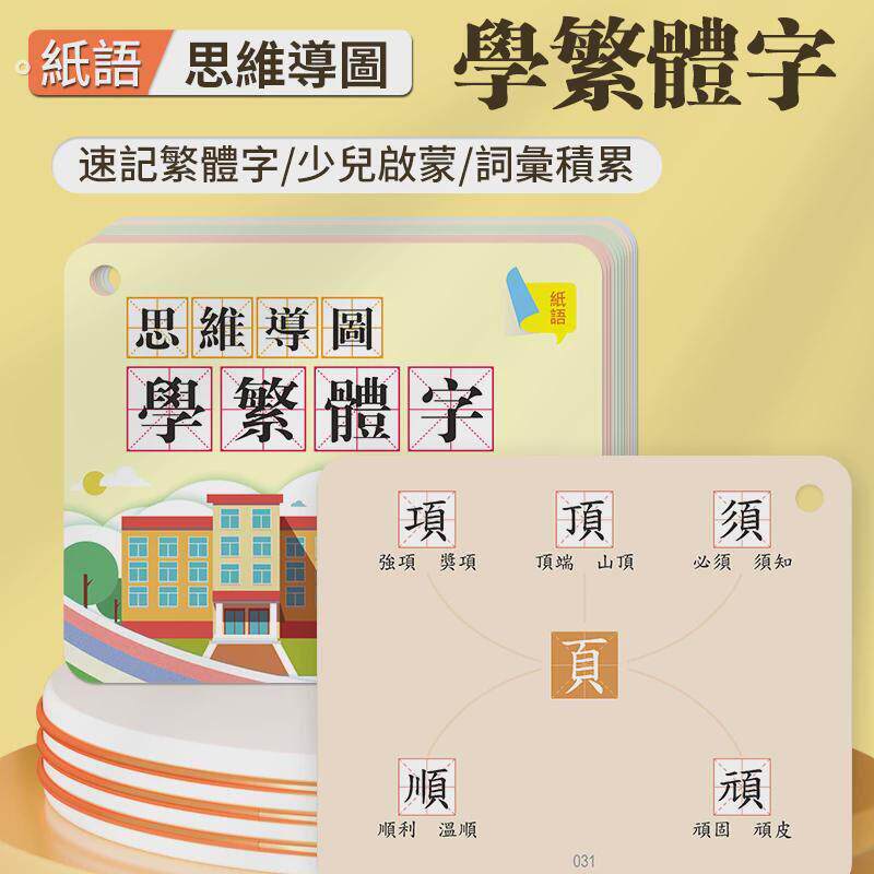 思维导图学繁体字小学生识字认字卡片书偏旁部首结构词语中文写字