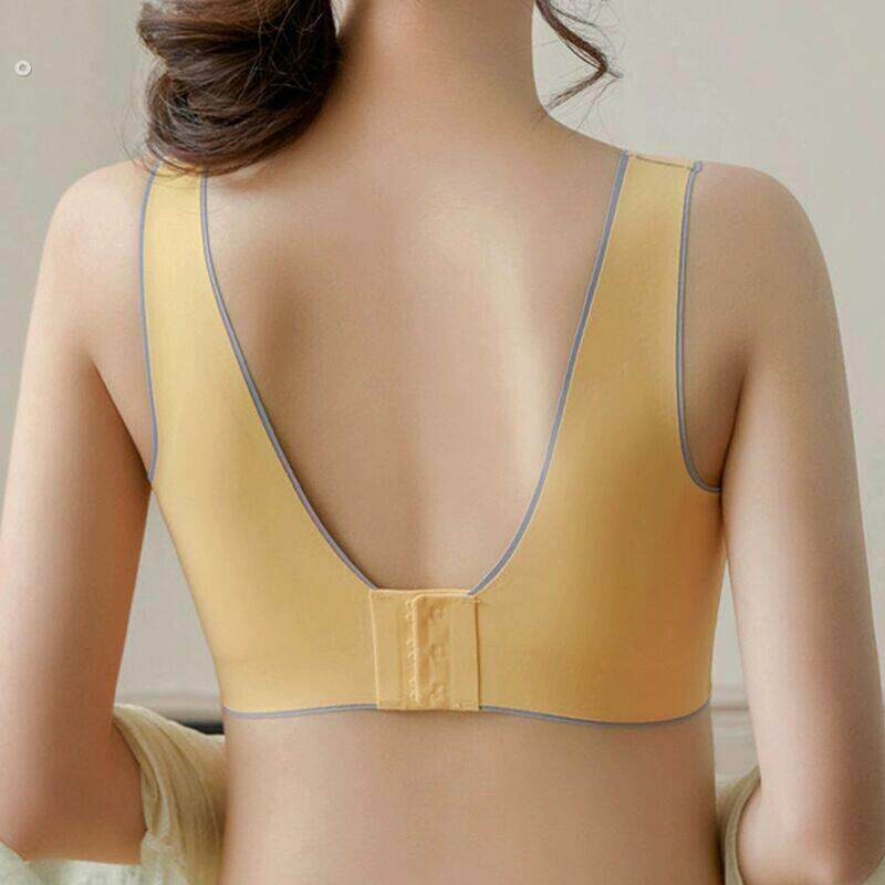 新款无痕乳胶内衣女后扣美背无钢圈聚拢小运动背心式睡眠文胸