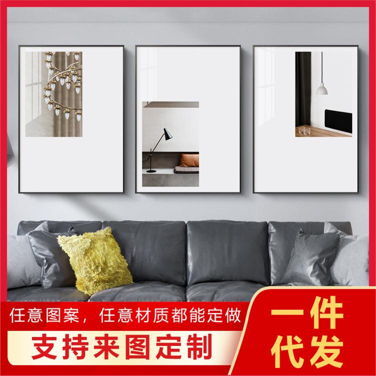 抽象画客厅装饰画北欧风三联画简约现代餐厅挂画竖版艺术大气壁画