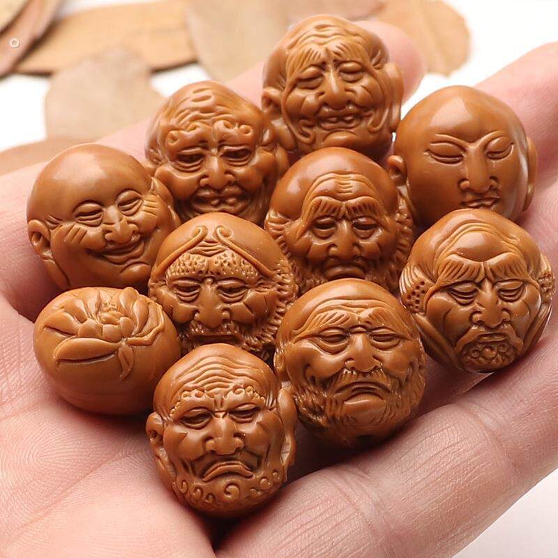 铁核写实手工十八罗汉单圈手串雕刻文玩核雕橄榄胡双面18罗汉手把