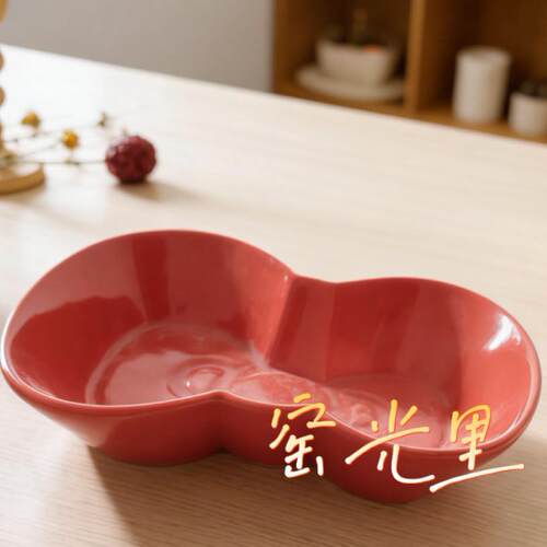 创意陶瓷蝴蝶结果盘家用红色干果碗酱醋碟调味碟餐具