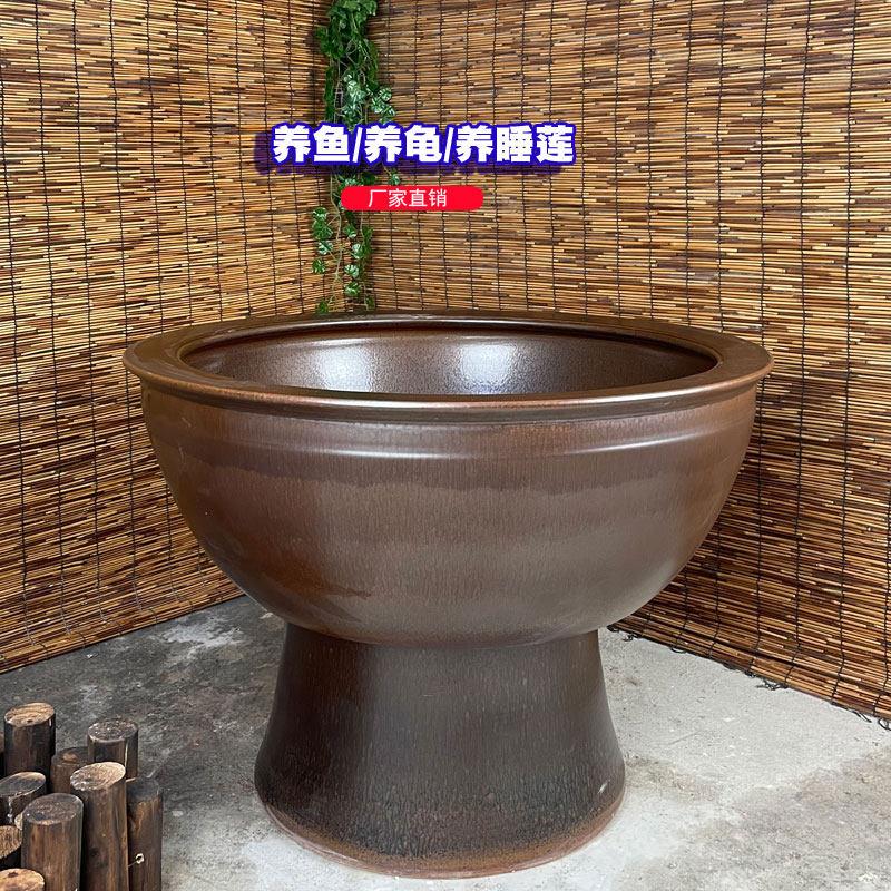 大口径陶瓷鱼缸景德镇放假山上水石盆荷花睡莲缸金鱼缸直径80厘