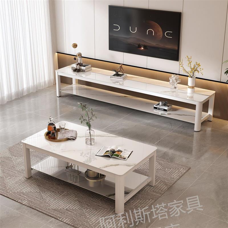 茶几电视柜组合小户型家用茶桌双层钢化玻璃电视柜现代简约影视柜