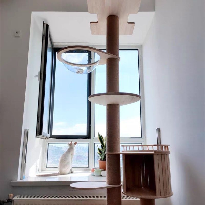 伊萌萌一体豪华大型猫爬架通天柱顶天立地四季通用猫窝猫树猫别墅