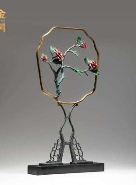 铜金岁月富贵荣华花朵花束铜摆件仿真鲜花卉花艺电视柜彩铜器摆件