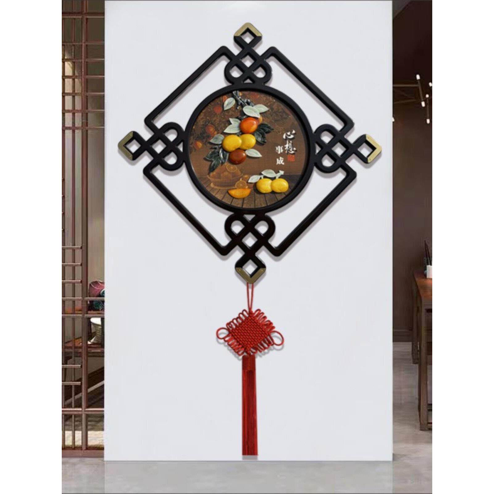 客厅装饰画沙发背景墙玉雕画新中国风入口大厅走廊过道挂画浮雕画