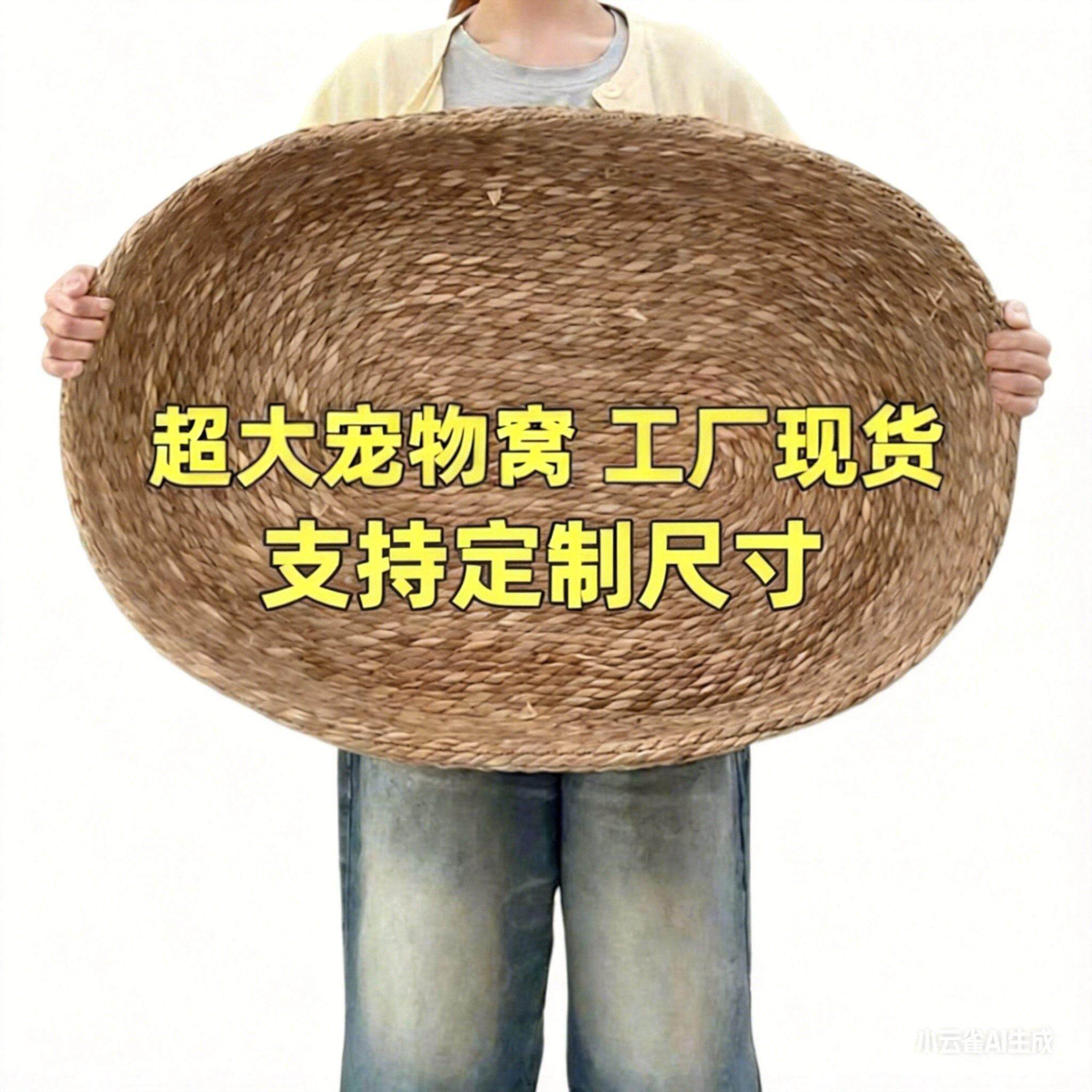 2026款猫抓板特大号蒲草编织狗窝不掉屑抓不烂抓盆一体藤编睡垫