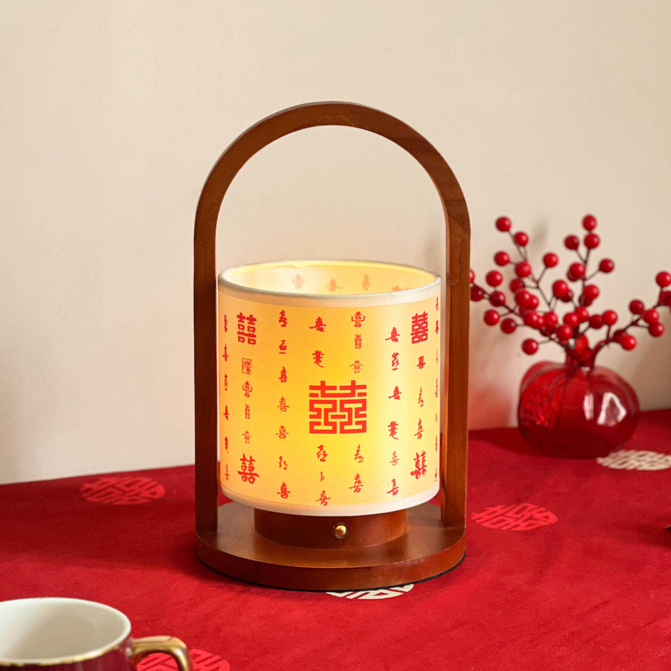 结婚台灯卧室床头柜灯红色陪嫁送闺蜜婚房长明灯一对喜灯新婚礼物