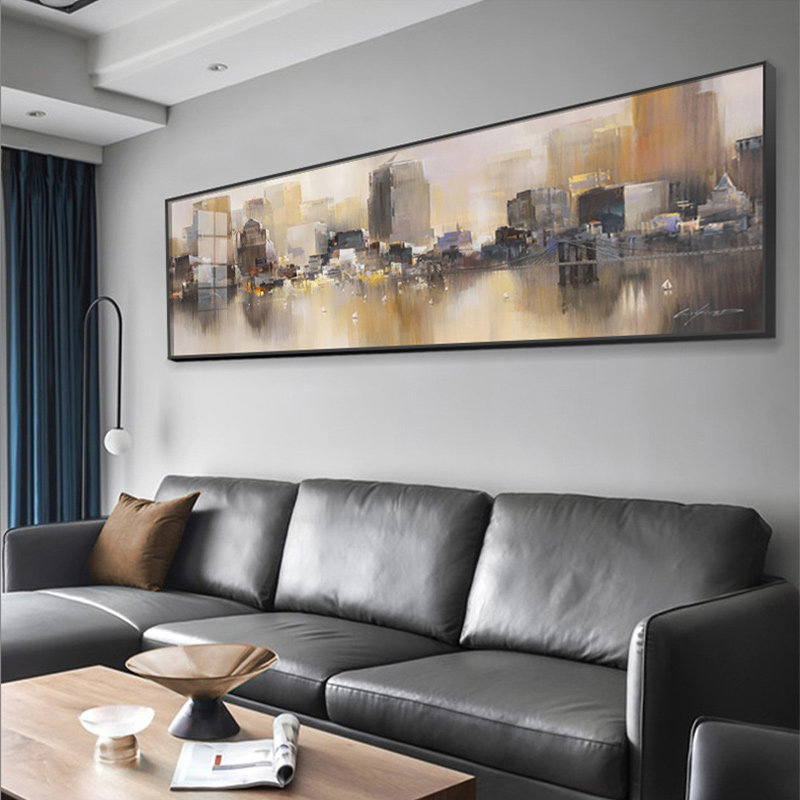 建筑抽象艺术画客厅横幅装饰画卧室床头挂画高级感沙发背景墙壁画,家居饰品,现代装饰画,淘宝优惠券,粉丝福利购,淘宝优惠卷