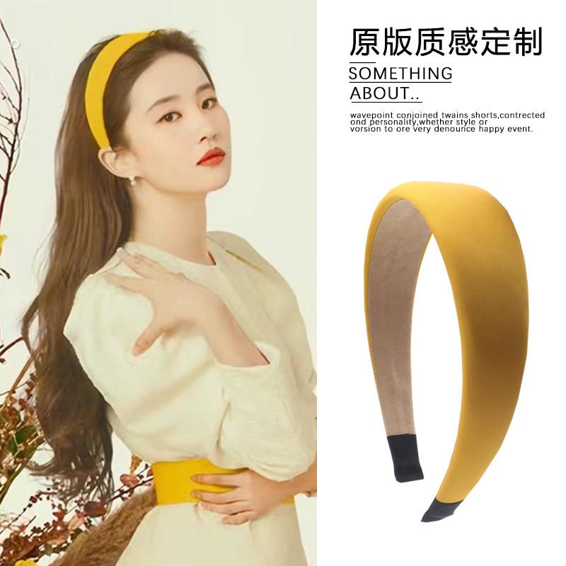 明星同款黄色缎面发箍女款春夏宽边百搭外出覆古港风发箍2025新款
