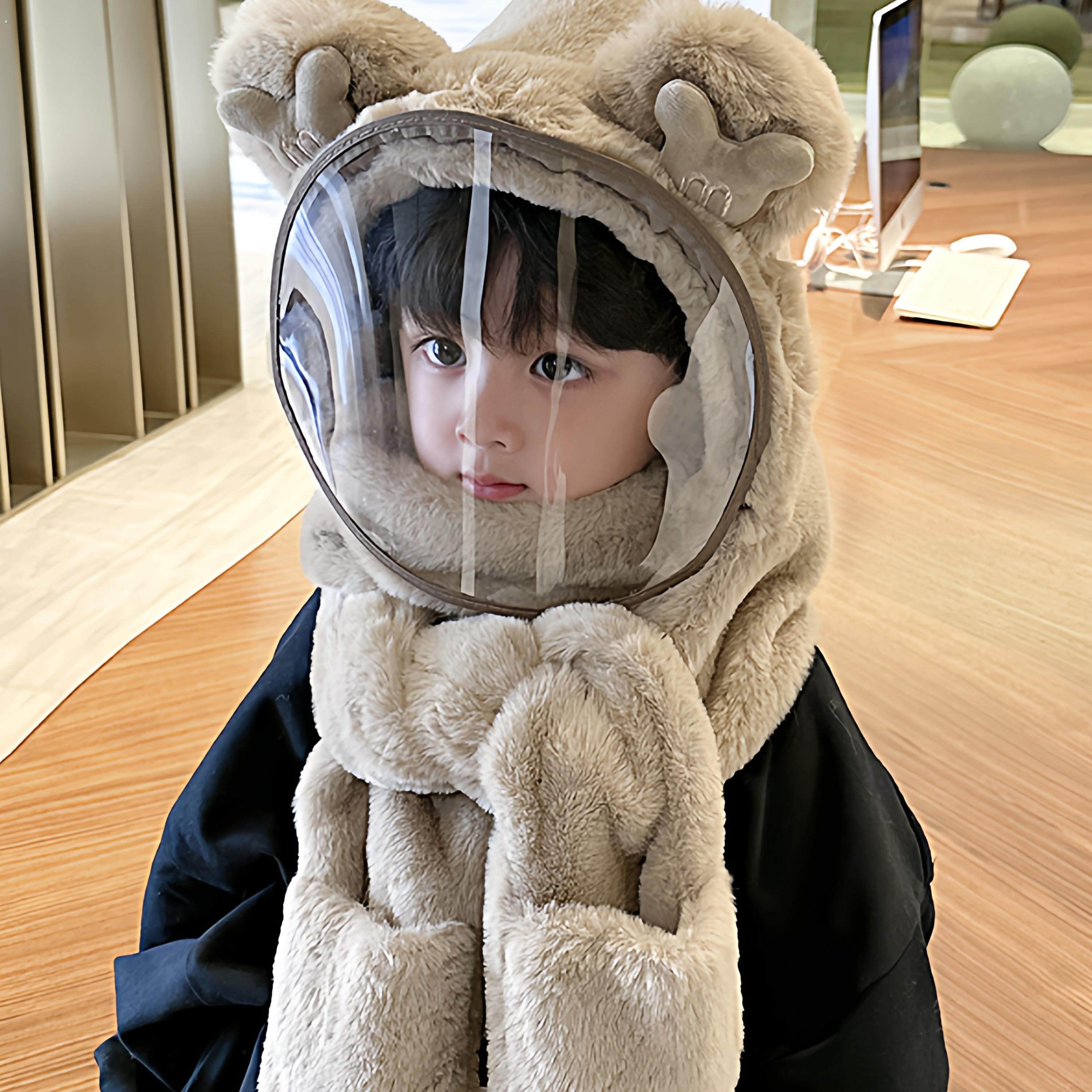 冬季儿童毛绒帽子带防护面罩宝宝户外保暖男女童护耳帽一体防风帽,童装/婴儿装/亲子装,帽子,淘宝优惠券,粉丝福利购,淘宝优惠卷