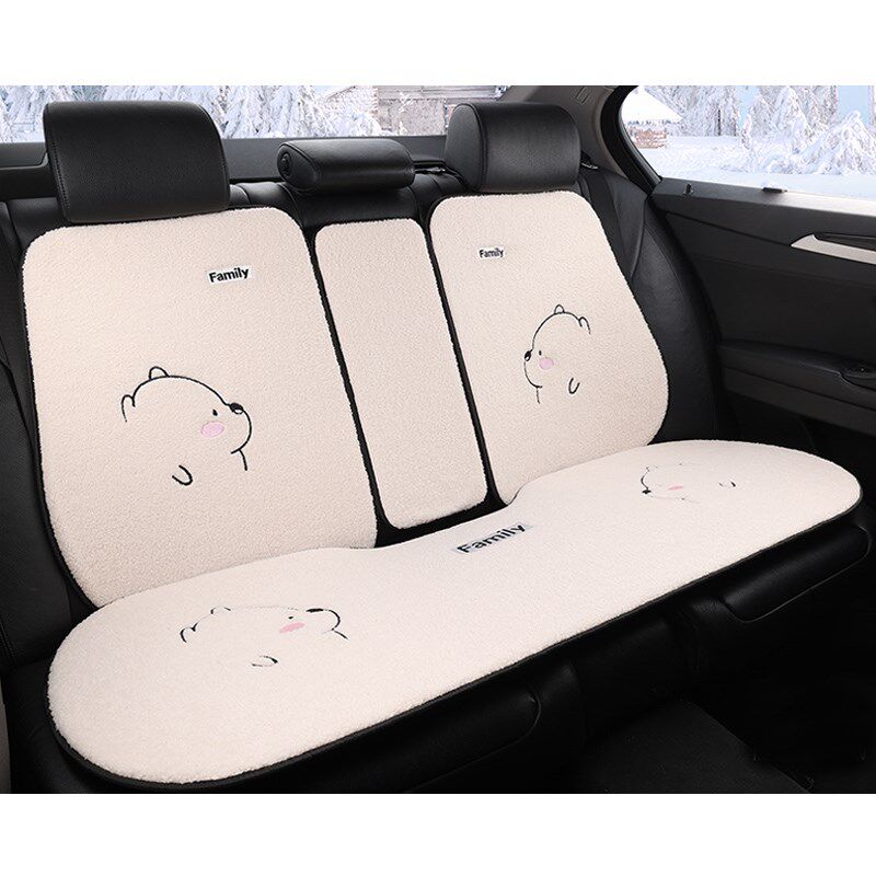 汽车坐垫冬季毛绒后排连体半套卡通可爱后座短毛羊羔绒保暖座垫子