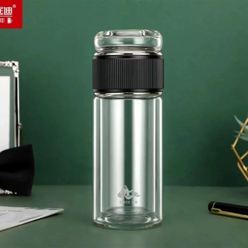 双层玻璃杯水杯男士高档茶杯泡茶专用水晶男女分离杯子喝水透明,餐饮具,玻璃杯,淘宝优惠券,粉丝福利购,淘宝优惠卷