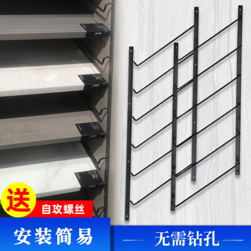 层板钩衣橱柜门样品黑色连体式色板钩铝扣板支架螺丝固定展架钩子