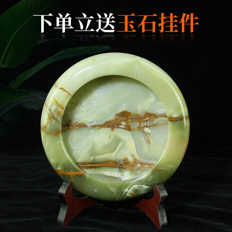 热卖家用大号天然玉石烟灰缸客厅石头创意礼品定制办公室石材摆件