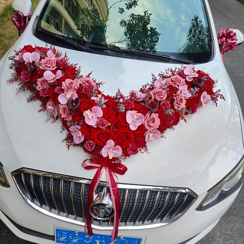 复古红色系红咖卡布奇诺大V婚车车头花结婚主车车队仿真全套装饰,鲜花速递/花卉仿真/绿植园艺,婚车鲜花,淘宝优惠券,粉丝福利购,淘宝优惠卷