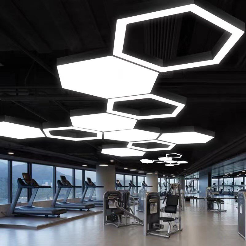 六边形吊灯led造型灯创意蜂巢办公室健身房商场超市异形工业风灯