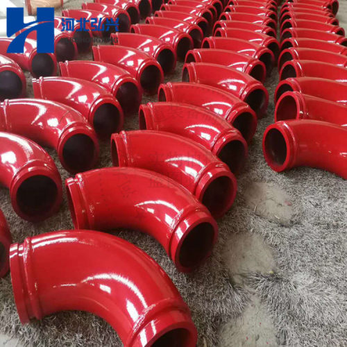 三/一泵车臂架双层耐磨弯头DN125R27590°锰钢弯头胶圈