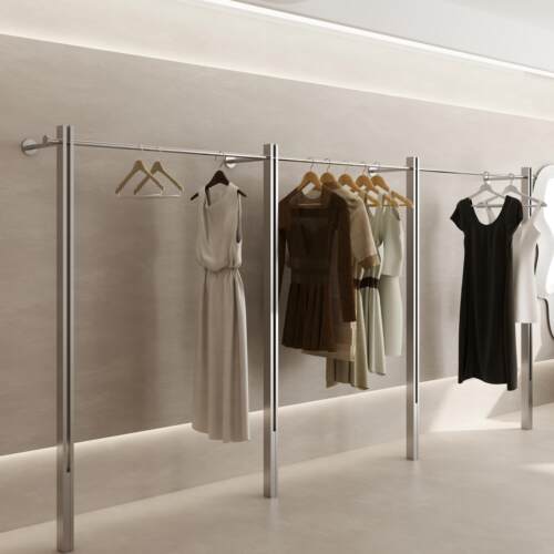 服装店展示架高端女装店上墙韩式挂衣架拉丝不锈钢落地式陈列货架