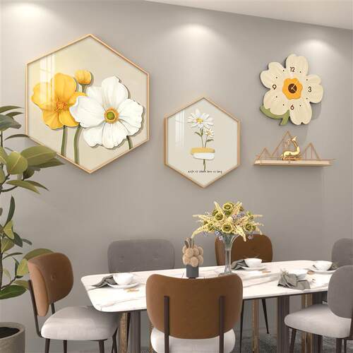 创意餐厅装饰画简约钟表挂画客厅饭厅餐桌背景墙北欧厅现代壁画