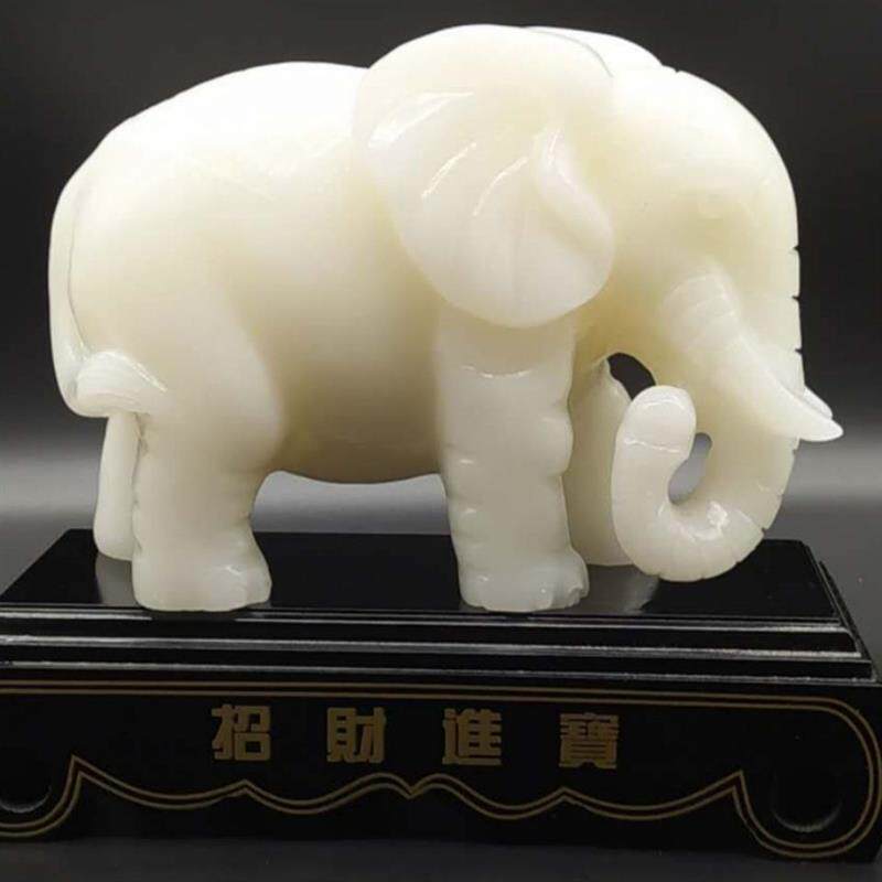 天然阿富汗白玉大象摆件吉祥如意象摆饰玉石大象客厅家装玄关摆设