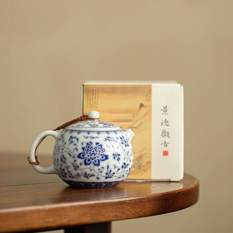 青花莲韵龙珠壶陶瓷茶壶高档泡茶家用中式功夫茶具大容量泡茶壶