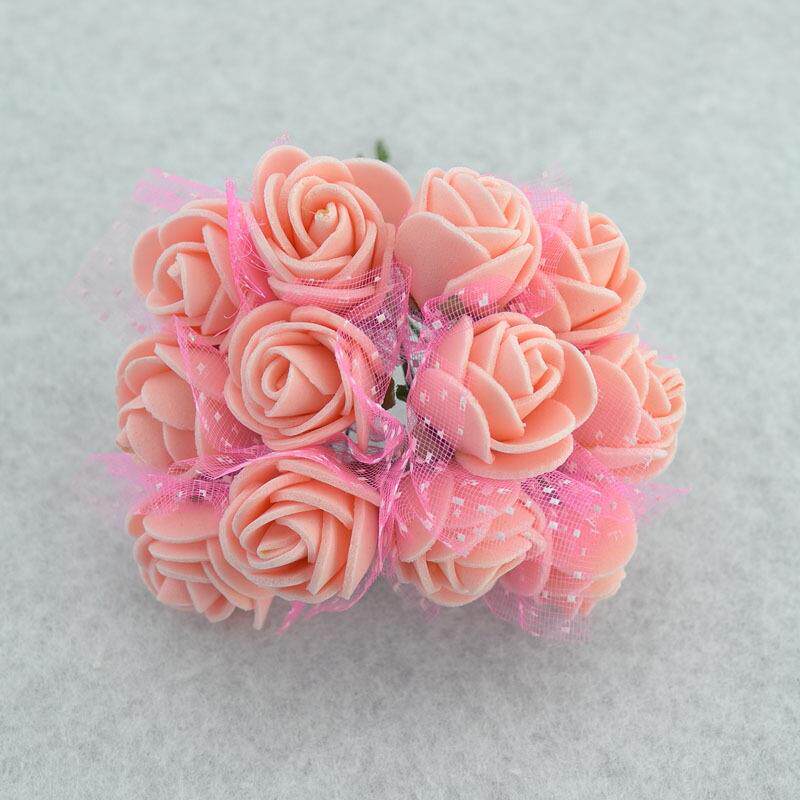 花亦花2.5㎝加纱泡沫花144朵带纱pe玫瑰花环材料装饰小花仿真花