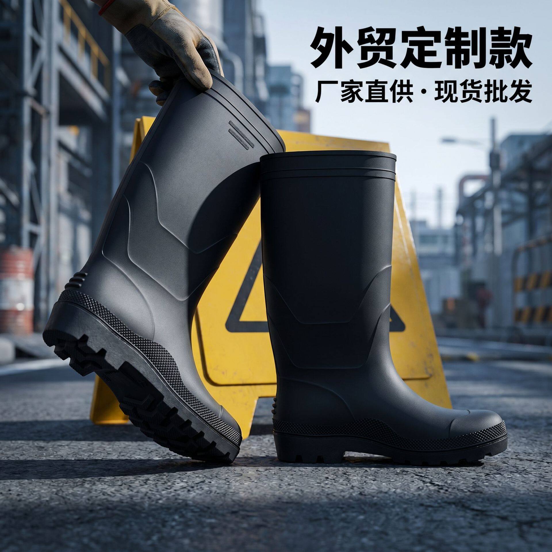 雨鞋劳保工地pvc雨靴男士高筒中筒防滑耐磨胶鞋水鞋加厚牛筋批发