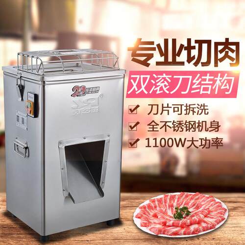 永强YQ-Q300型不锈钢切肉机 立式电动双滚刀单切肉片机切丝碎丁机