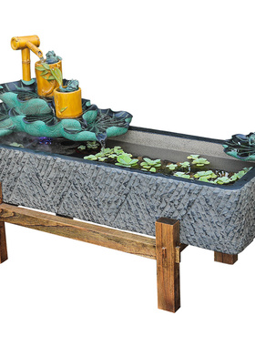 新中式流水摆件户外阳台家居室内创意招财鱼池庭院装饰大鱼缸水景