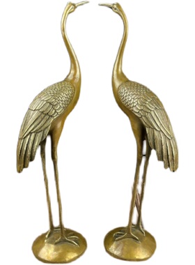 开运铜仙鹤摆件一对纯铜龟鹤延年长寿龙龟仙鹤落地大号祝寿铜鹤